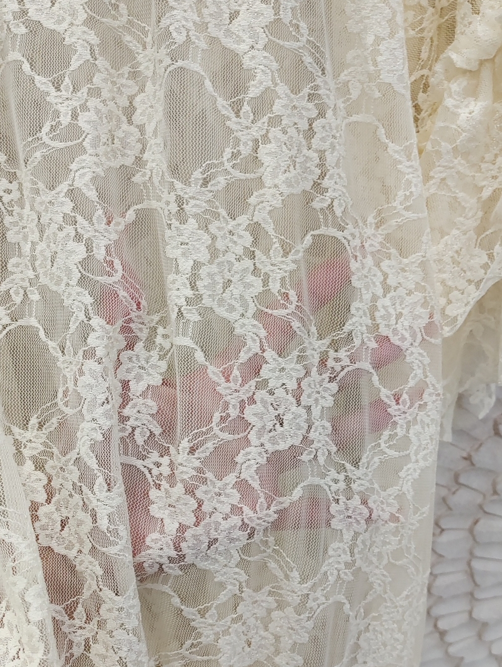 Lace Ruffle High-Low Tunic Layering Top - Cream - Picture 8 of 10